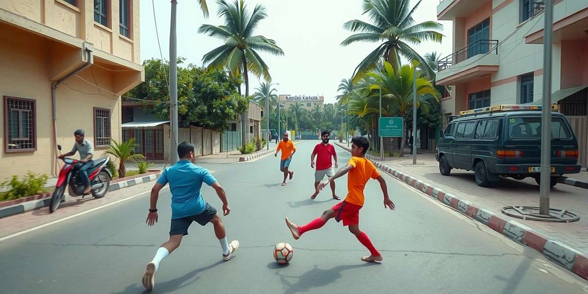Superb Scorers Squad - Gameplay Screenshot Superb Scorers Squad gameplay showing a street football match in an Indian neighborhood